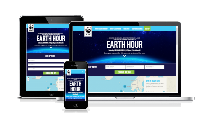 Earth Hour UK website on multiple screens sizes